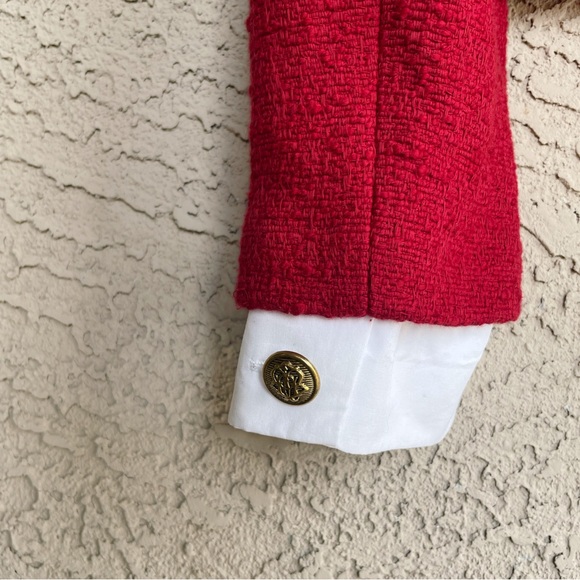 ZARA Red Boucle Textured Blazer Jacket w/ Detachable White Cuffs NWT *Flawed - Picture 8 of 16